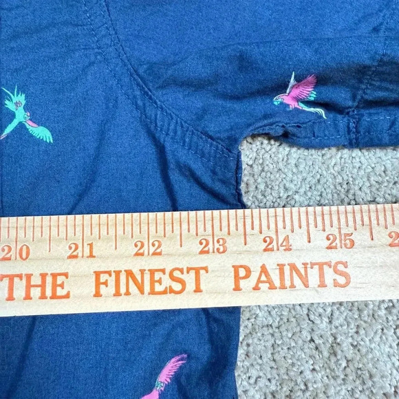 Levis Short‎ Sleeve Button up Shirt Mens 2XL Bird Printed Blue Preppy Casual - Picture 4 of 7